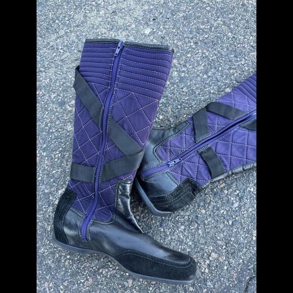 NINE WEST purple tall flat boots Winter Boot quilted sz 9 womens - Picture 5 of 7